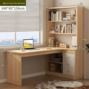 <span class=keywords><strong>Scrivania</strong></span> in Legno con Libreria Integrata, <span class=keywords><strong>Scrivania</strong></span> ad Angolo per Studenti, per Casa, Camera da Letto, Studio, Superficie Liscia - Product Image 6