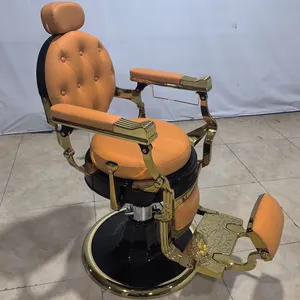 Berber dükkanı ürün döner Salon sandalyesi ayarlanabilir kafalık hidrolik pompa uzanmış altın berber koltuğu