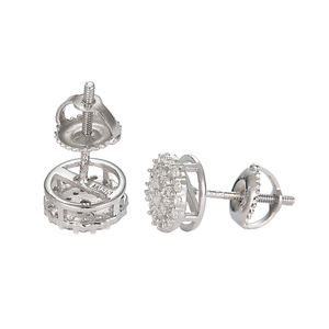 Brincos de Moissanite de Luxo VVS em Prata Esterlina 925 com Halo de Diamante Cultivado em Laboratório e Fecho Rosqueado - Product Image 3