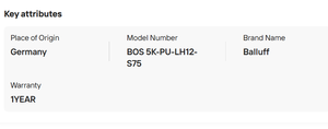เซ็นเซอร์โฟโตอิเล็กทริคแบบเลเซอร์ Bal-luff BOS 5K-PU-LH12-S75 ระยะตรวจจับ 20~300 มม. แรงดันไฟฟ้า 10-30VDC แบบ PNP NO/NC 4 ขา สีแดง มีสินค้าในสต็อก - Product Image 3
