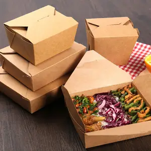 Kraft Paper Food Packaging Boxes Disposable Lunch Box Take Away Food Container