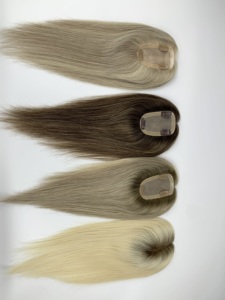 Topper pour femmes en cheveux vierges, closure en dentelle 3x5, base fine, mono, couleur blond cendré, provenance d'un seul donneur, tendance 2024, en stock - Product Image 2