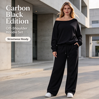 Ensemble décontracté deux pièces gris uni grande taille pour femme en molleton écologique respirant coupe ample longueur genou Printemps Automne