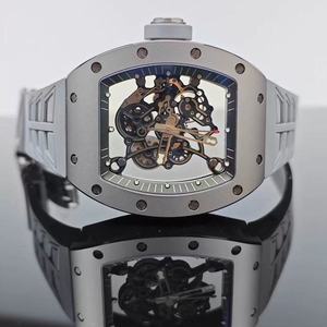 Reloj de Lujo Tonneau 055 Skeleton Unisex, Automático, Mecánico, Movimiento ETA, Cronógrafo, Caja de Titanio, Correa de Goma, Alta Calidad - Product Image 2