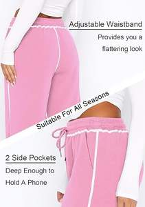 Pantalons de survêtement pour femmes, taille haute, respirants, <span class=keywords><strong>jogging</strong></span>, pyjama, pantalon large, pantalon de détente, joggers - Product Image 5