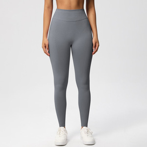 <strong>Custom</strong> Nylon Spandex Seamless 4-Way Stretch Fitness Workout <strong>Pants</strong> V-Shaped Hip-lifting <strong>Compression</strong> Elastic Waist Yoga Leggings - Product Image 2