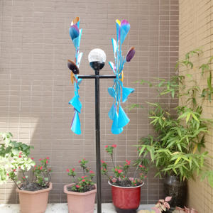 <span class=keywords><strong>Moulin</strong></span> à <span class=keywords><strong>vent</strong></span> <span class=keywords><strong>solaire</strong></span> rotatif double face, écologique, fait à la main, design moderne, support mural, ornement en métal, cour, <span class=keywords><strong>jardin</strong></span> - Product Image 2