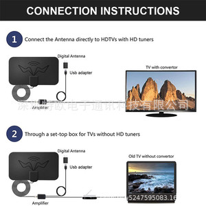 QIYUNTONG américain ATSC intérieur numérique HDTV <span class=keywords><strong>antenne</strong></span> support mural haute définition longue Distance réception matière plastique VSWR 1.5 - Product Image 3