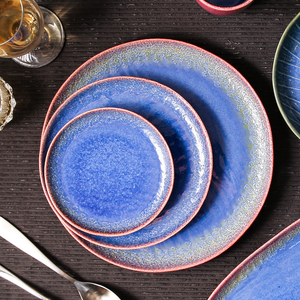 WEIYE أطباق صينية صينية لامعة يابانية مجموعة أطباق قابلة للكسر زرقاء مستديرة و أطباق للبوفيه المطعم - Product Image 5