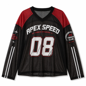 เสื้อเจอร์ซีย์ตาข่ายแขนยาวทรงโอเวอร์ไซส์สำหรับผู้หญิง สไตล์ฟุตบอล Y2K สตรีทแวร์ เสื้อสำหรับวันแข่งขัน - Product Image 1