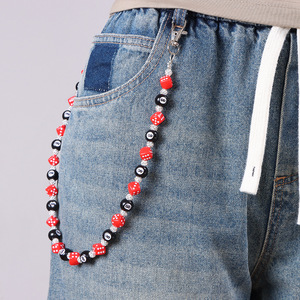 Men's Waist Chain <b>Dice</b> And Eight Ball Beaded Denim Pocket Chain Casual Fashion Body Chain Zinc Alloy Single Lap - Product Image 1