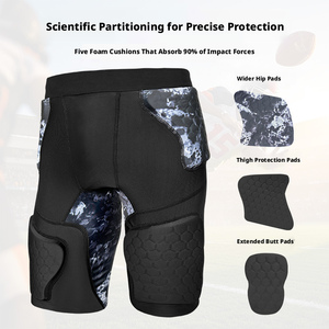 Shorts de compression rembourrés pour hommes avec protection 5 points hanches-cuisses, pour football, patinage, hockey, cyclisme et baseball - Product Image 4