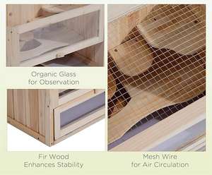 <span class=keywords><strong>2</strong></span>-Level Hamster kafes fareler ve sıçan evi, gine domuzları için küçük hayvan yaşam alanı, ön kapı, raf ve merdiven, doğal - Product Image 6