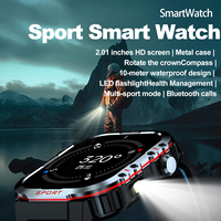 Reloj Inteligente TKYUAN G45 Para Hombre Para Exteriores con Linterna LED y Brújula, Resistente al Agua 1ATM Para Natación, Reloj Deportivo de Fitness