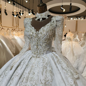 Robe de mariée sirène de luxe à manches régulières, lourdement ornée de perles, avec appliques modernes, pour femme, modèle LSML011 - Product Image 4