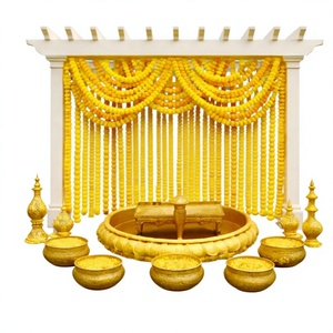 Guirlande de perles décorative en fleurs de souci jaunes, rideau perlé pour fêtes, mariages, Diwali, Nouvel An, banquets Panchayat et décoration intérieure - Product Image 1