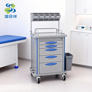 휴대용 <span class=keywords><strong>ABS</strong></span> 플라스틱 알루미늄 합금 병원 마취 응급 처치 카트 5서랍 중앙 잠금장치 호텔 작업장용 - Product Image 2