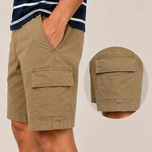 Custom Men's Cargo Shorts Cotton Twill Multi Pocket Work Shorts Casual Outdoor Utility Shorts with Flap Pockets Durable Workwear - Product Image 4