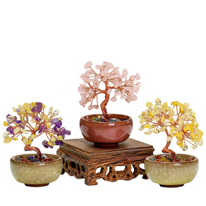 <b>Crystal</b> <b>Tree</b> Money <b>Tree</b> Decor Ceramic Base Feng Shui Home Office Decoration Gift Collection - Product Image 5