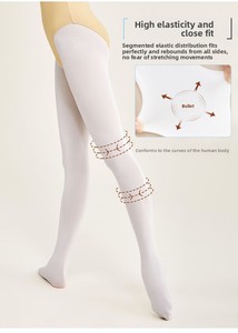 60 डी/90 डी लुगम्य खोखले खोखले-बाहर गैर-पर्ची मखमली टाइट्स, त्वचा सफेद लड़कियों के बैले खिंचाव स्टॉकिंग बच्चों पतली ठोस नृत्य मोजे - Product Image 4