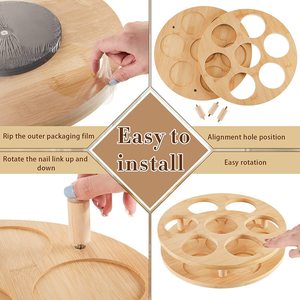 Estante giratorio de madera para especias, organizador de cocina multiusos redondo, tipo de pie con 1 nivel para uso en encimera. - Product Image 5