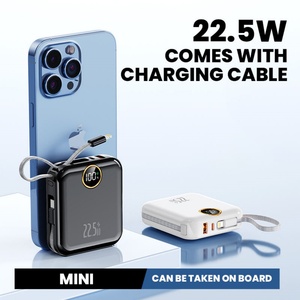 Custom Logo Digital Display PD 22.5W Power Bank 10000mah With Built in <b>Cable</b> Small Portable Fast <b>Charging</b> Powerbank for Phone - Product Image 4