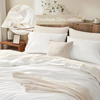 Housse de couette blanche taille Queen 100% coton, ensemble de 3 pièces, housse de couette de luxe en coton égyptien, literie de style hôtel