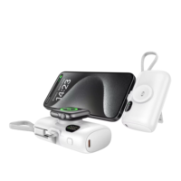 Batterie externe 20W à chargement rapide avec câble intégré, 10000mAh, charge magnétique sans fil pour montre avec support pliable – Meilleure vente