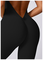 Combinaisons de gymnastique une pièce pour femmes-Ensemble de tenues d'entraînement-Leggings complets-Bodysuit de fitness avec scrunch plié