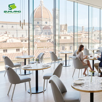 Ensemble de salle à manger moderne 3 pièces pour intérieur, chaises en PU avec table en terrazzo, meubles en acier durable, idéal pour l'hôtellerie, la restauration, les cafés et les bistrots