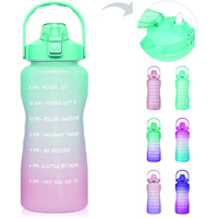 Bouteille d'eau pour sportif, contenance 2000ml, demi-tonnerre, 64oz, pour sportif, avec marqueur de temps, unisexe, 2l