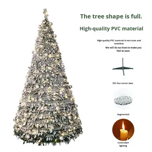 Albero di Natale Artificiale Gigante Pieghevole Pop Flocked con Luci LED, Eco-Friendly, Facile da Montare, con Luci LED Plug-In - Product Image 3