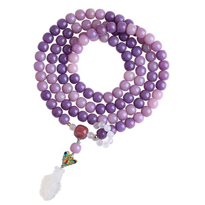 Nouveau <span class=keywords><strong>bracelet</strong></span> à la mode violet Bodhi 108 perles pour femmes avec pendentif calcédoine de glace en gros - Product Image 5