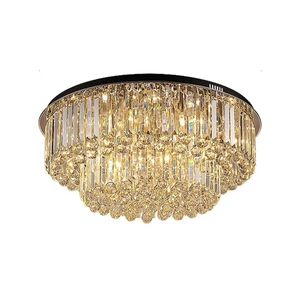 Salon chambre éclairage moderne cristal Led plafond lampes suspendues noir rond plafonniers - Product Image 6