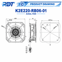 Ventilateur Radial Industriel K2E220-RB06-01, Ventilateur Centrifuge à Pales Courbées Vers l'Arrière, Remplacement pour Équipement de Refroidissement et de Ventilation d'Armoire HVAC