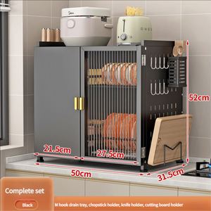 Étagère à vaisselle moderne en métal multi-niveaux grande capacité avec design gain de place pour le rangement des assiettes et des bols - Product Image 3