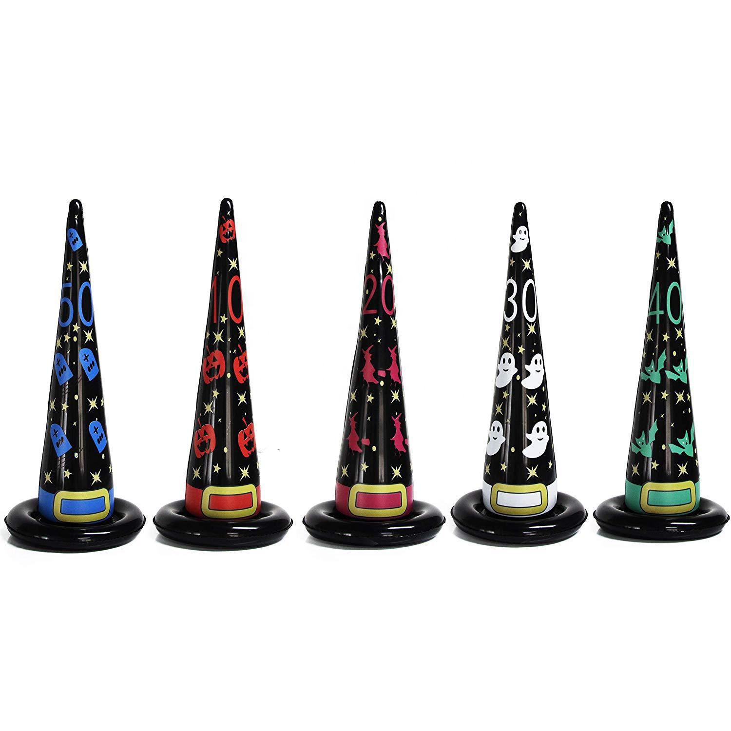 Balnore Halloween Jeu De Lancer D'anneau, 1 Halloween Chapeau D'araignée,1 Chapeau De Sorcière, 8pcs Anneaux, Jeux Gonflable Pour Enfants Familles Fête Vacances Intérieur Exterieur