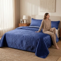 Ensemble de literie de chambre à coucher à double face, 4 pièces, en polyester, à motifs géométriques, matelassé, pour toutes les saisons