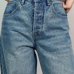 Jeans OEM 2025 à impression feuille d'argent, pantalon en denim personnalisé pour femme, décontracté, coupe classique, délavage régulier - Product Image 6