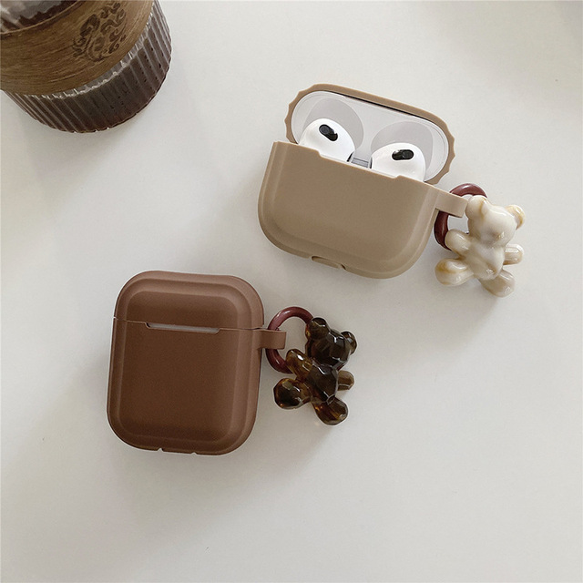 Street Fashion Silicone Skin Feel Earphone Case with Bear Bucket for AirPods Pro 3 Shockproof Earbud Cover for AirPods 4 Pro 3