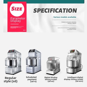 Mezcladora de Alimentos Comercial de Acero Inoxidable de 98 kg, Equipo Multifuncional para Hornear, Mezcladora de Masa para Pasteles y Pan, con Temporizador Inteligente para Panadería - Product Image 3