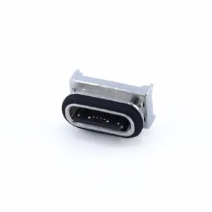 Conector fêmea IPX8 impermeável para dispositivos eletrônicos wearable, altura em PCB de 5,2 mm 24 pinos SMT USB 3.1
