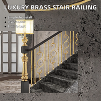 Rampe d'escalier moderne de luxe sur mesure et durable - Rampe d'escalier Meixi en laiton et aluminium, finition or bronze, installation facile, pour villa et hôtel