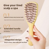 Nouveau produit transfrontalier : Brosse de massage pour shampoing en forme de feuille de Ginkgo, peigne à poils épais en PP avec manche long, gadget pour le lavage des cheveux
