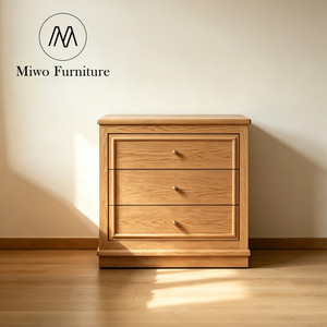 Modern Brown <strong>Antique</strong> Stained Wooden 3 Drawer Nightstand Set 2 Cabinet Hotel Bedroom Furniture Hotel Apartment <strong>Bedside</strong> <strong>Table</strong> - Product Image 4