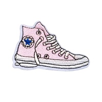 Patch en dentelle thermocollant personnalisé en forme de dessin animé pour skateboard, en toile écologique, avec logo brodé à l'ordinateur, tendance mode