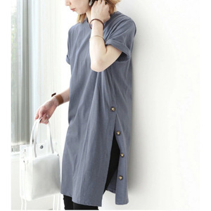 Vestido Largo Holgado de Algodón y Poliéster Estilo Coreano Japonés con Cuello Redondo para Mujer, Ideal para Uso Diario, Oficina o Vacaciones, Talla Grande - Product Image 3