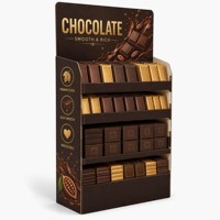 Rak Display Kardus Ramah Lingkungan dengan Logo Custom untuk Permen, Kacang, dan Cokelat