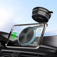 Cargador Inalámbrico Rápido de 10W/15W para Automóvil con Base de Succión, Soporte Magnético Plegable Ajustable de 360 Grados para Accesorios de Automóvil
