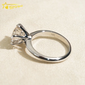 Con certificato classico 6 artigli solitario rotondo taglio brillante 2ct VS2 Lab cresciuto diamante CVD anello di fidanzamento 18K oro massiccio - Product Image 4